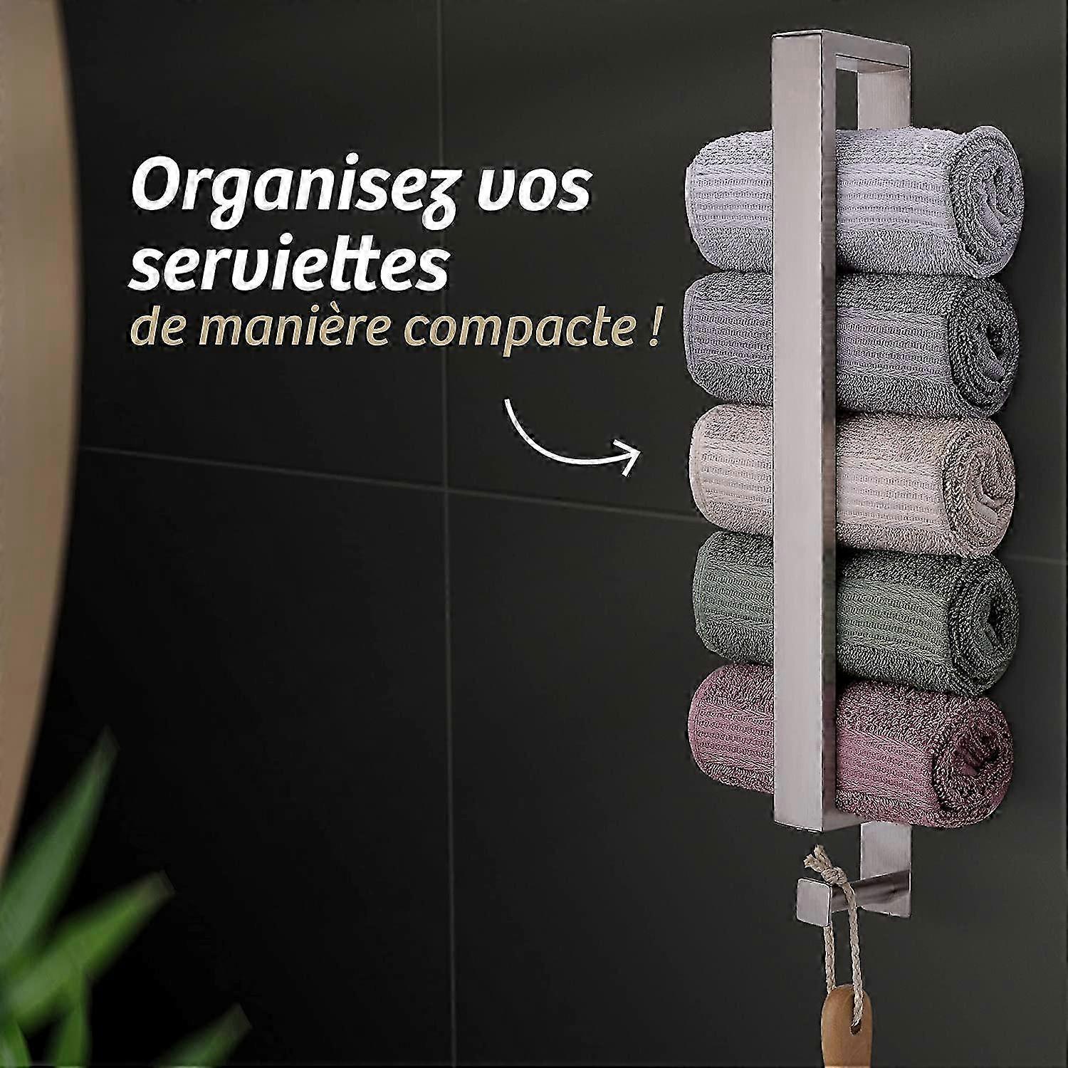 No Drilling Bathroom Towel Rack - 40cm (Silver)