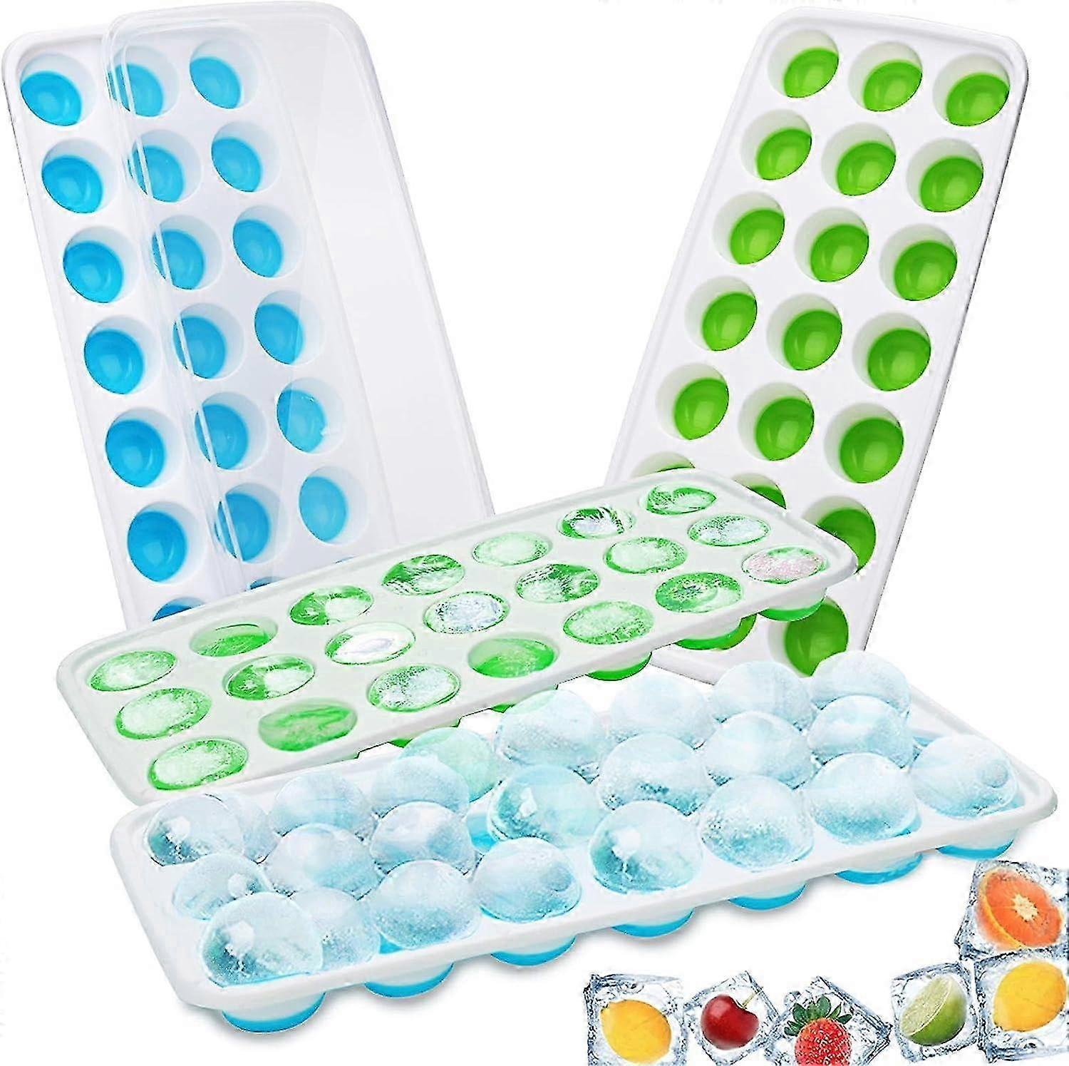 TCGG-4 PCS Silicone Ice Cube Trays with Clear Lids - 84 Molds for Water, Juice, Whisky, Ice