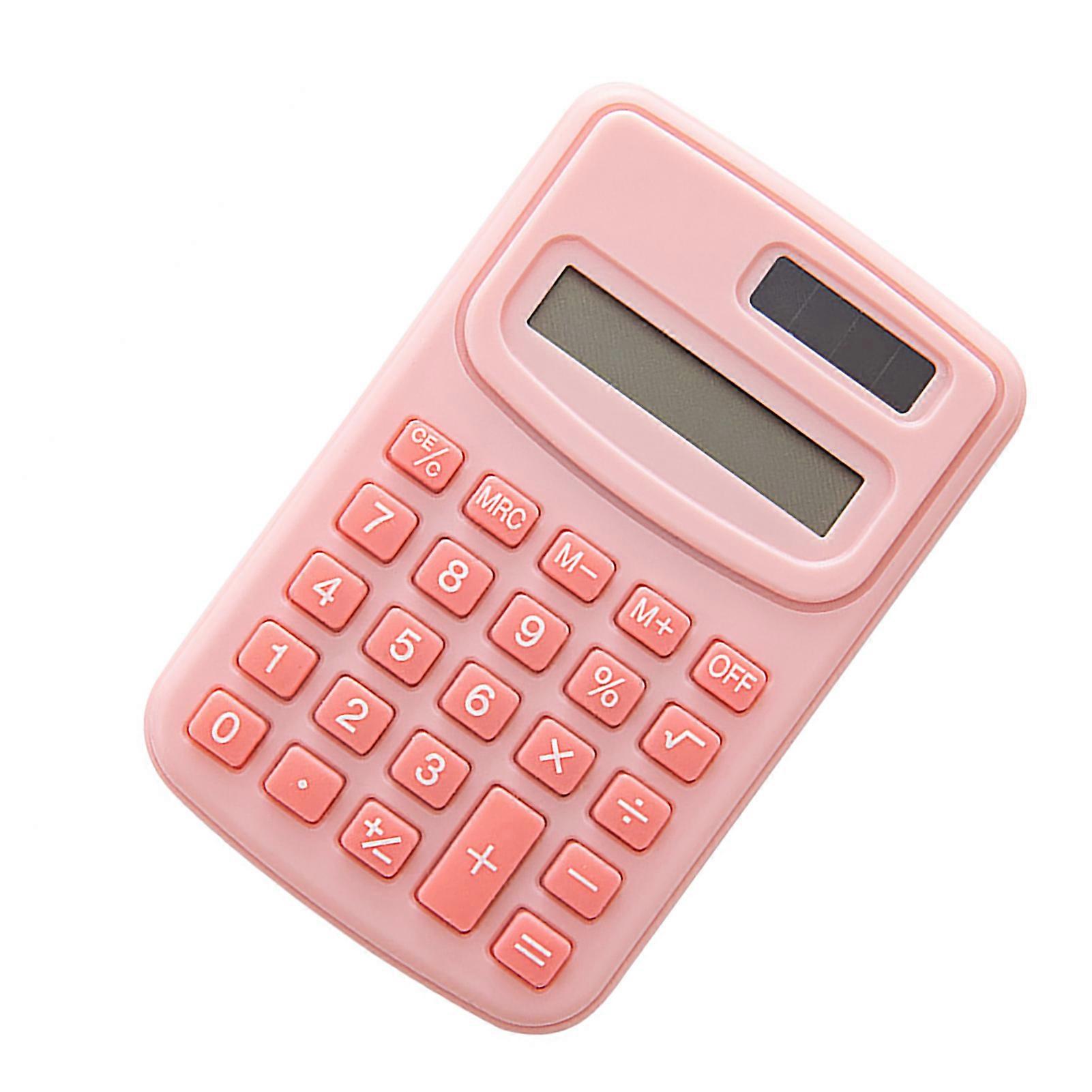 Mini Portable Solar Calculator 8-Digit LED Display Sakura Pink