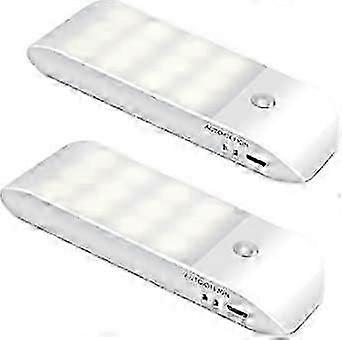 Indoor Motion-Activated LED Night Lights 2-Pack USB Rechargeable with 3 Operating Modes (AUTO ON OFF) Stick-On Magnetic Strip Wardroom Lighting