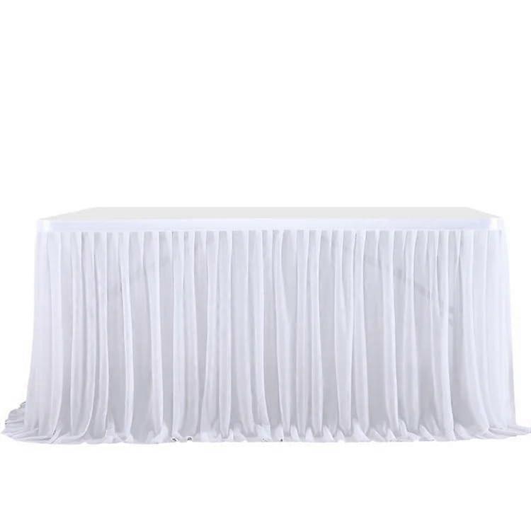 Table Skirt Pleated Elastic Gauze Tulle For Birthday Party And Wedding 9 Ft Circumference, 77 Cm Drop, Color 1