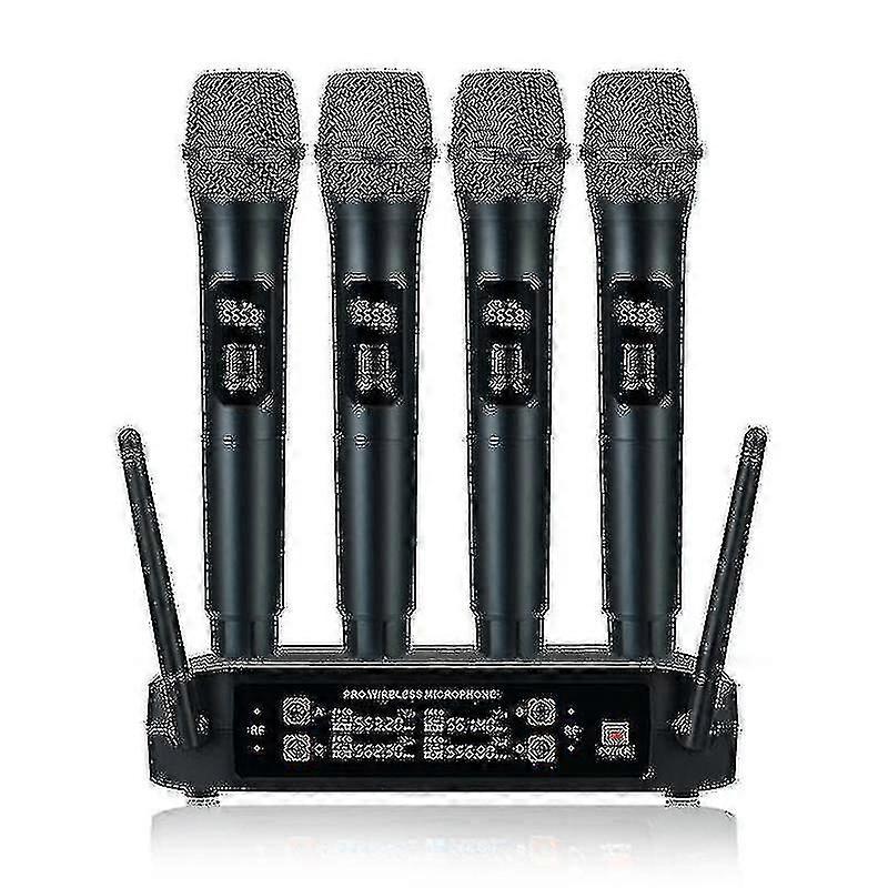 Wireless Professional Handheld 4-Channel UHF Dynamic Microphone with US Plug