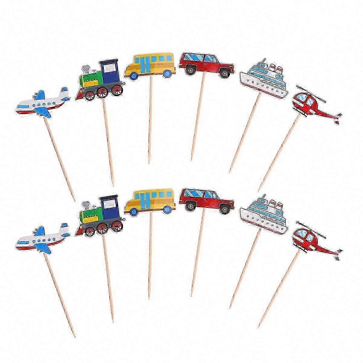 Toppers κέικ αεροπλάνων για τις διακοσμήσεις πάρτι μεταφοράς αγοριών Ποικιλία χρώματος ασφαλής για να χρησιμοποιήσει τα εξαρτήματα κέικ 24Pcs