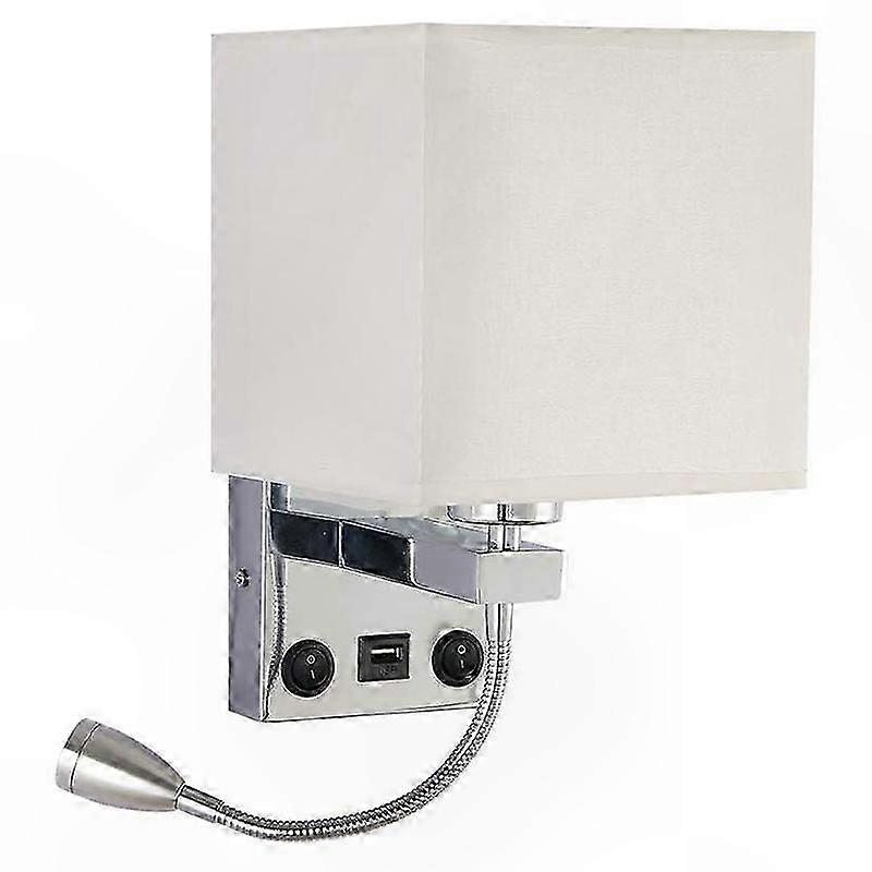 USB-Powered LED Wall Light with Switch for Bedroom and Bedside Use (Bulbs Not Included)