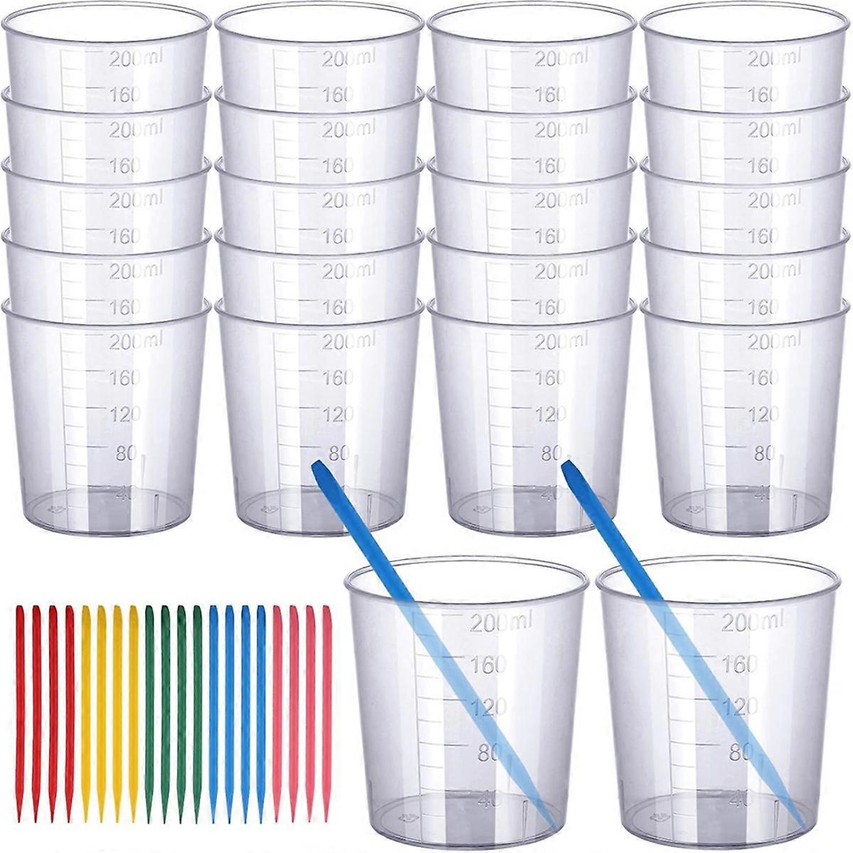 Resin Mixing Cups and Sticks,Graduated Cups,Pointed Stir Sticks 200ml