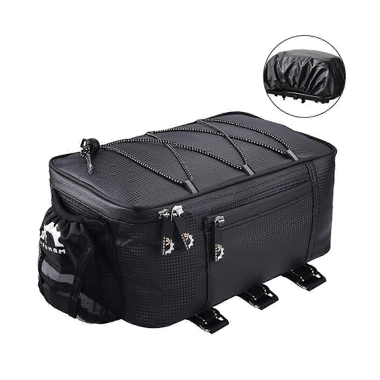 2025 Multifunctional rear rack with large capacity, designed for panniers, bicycle storage bags, suitable for cycling, commuting, and shopping, black.
