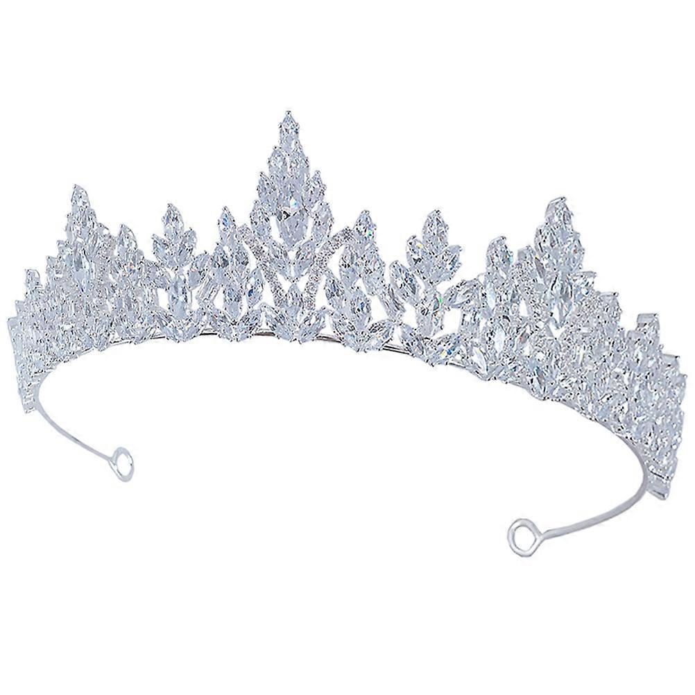 Cubic Zirconia Wedding Crown for Decoration 2Pcs Bridal Silver Headpiece