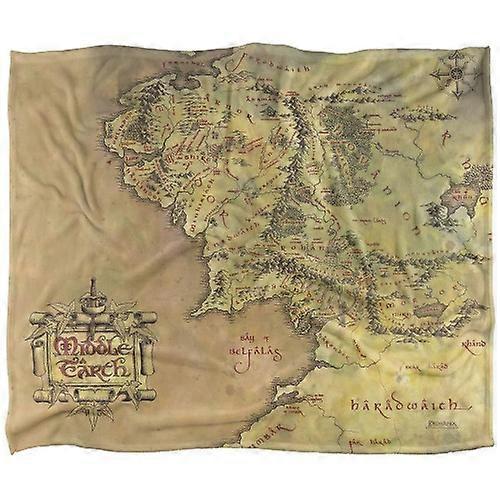 Lord of the Rings-kaart van Midden-aarde zijdezachte superzachte deken