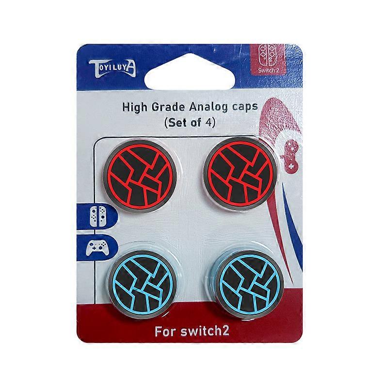 TKdaddy 4PCS Silicone Thumb Grips For Nintendo Switch 2 Controller Anti Slip Analog Joystick Caps Cover Red And Blue