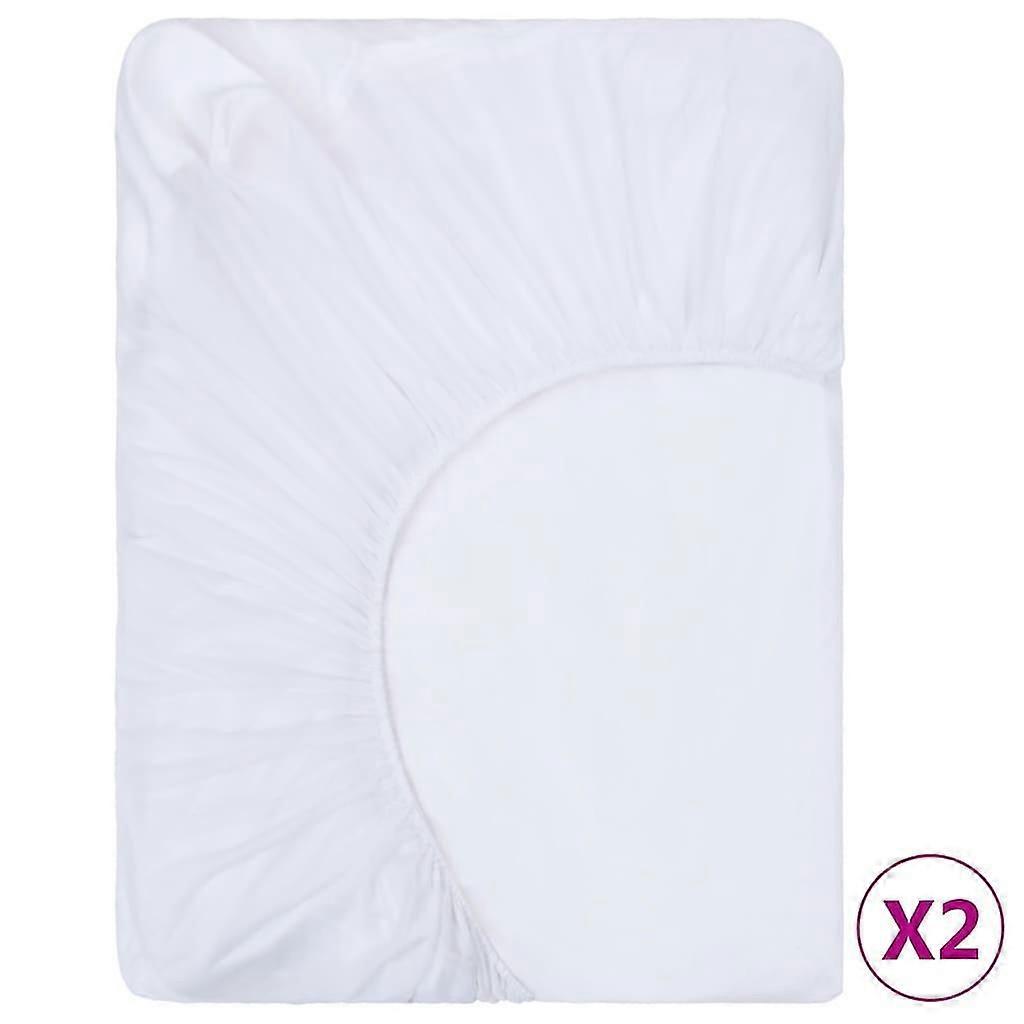 Fitted Sheets Waterproof 2 Pcs Cotton 70x140 Cm White