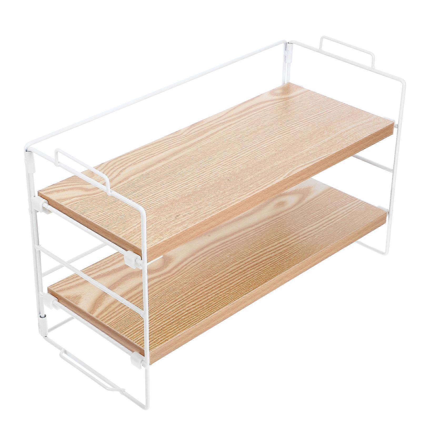 2-Tier Desk Bookshelf for Storage Multipurpose Double Layer Office Storage Rack