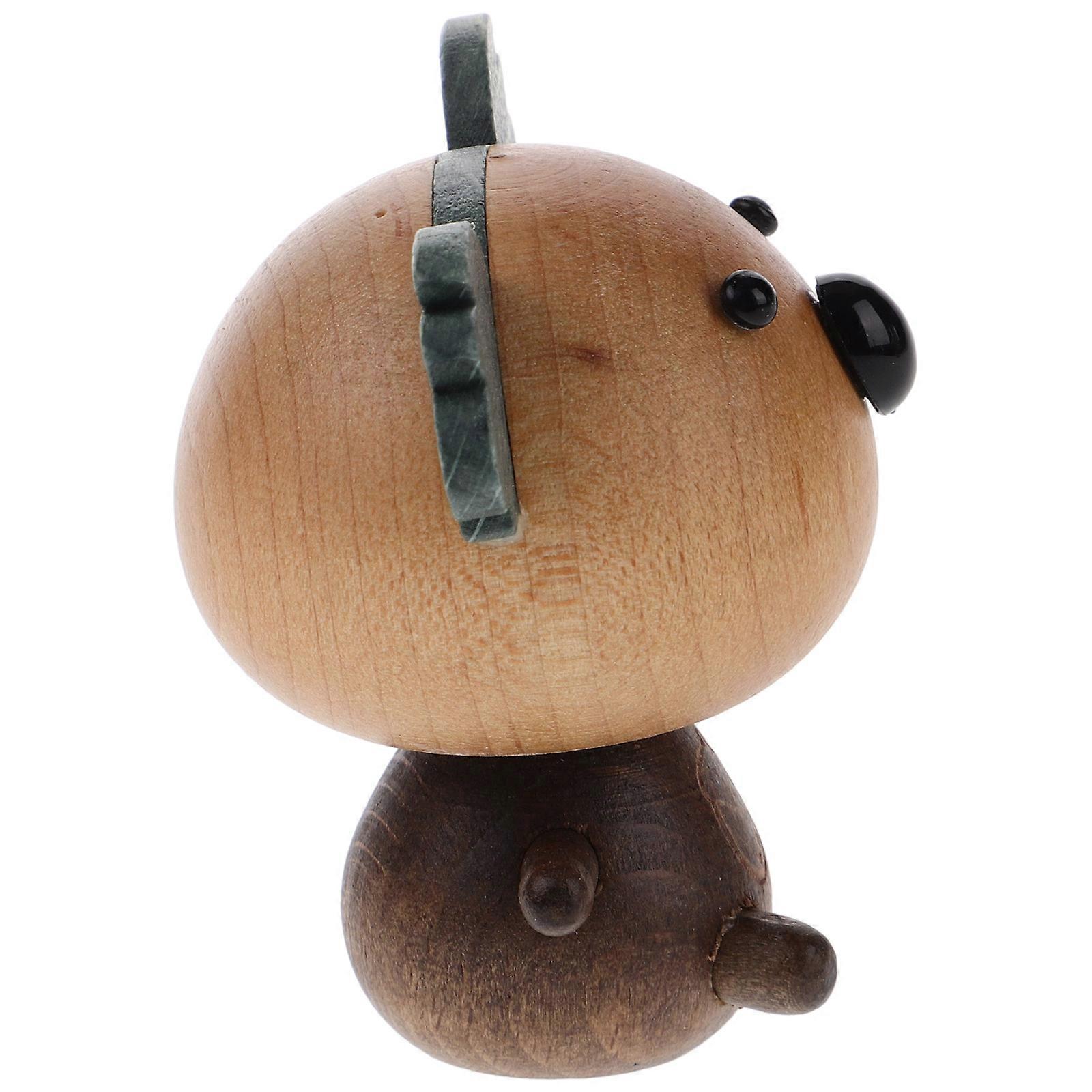 Wooden Car Dashboard Ornament Bobblehead for Decoration 2Pcs Animal Design