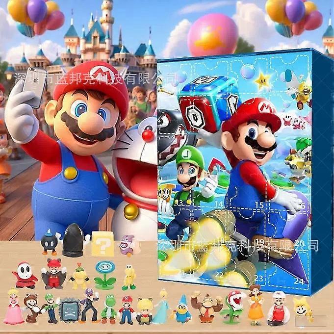 Mario Christmas Advent Calendar Countdown Blind Box 24 Surprise Gifts Super Mario Figure Box