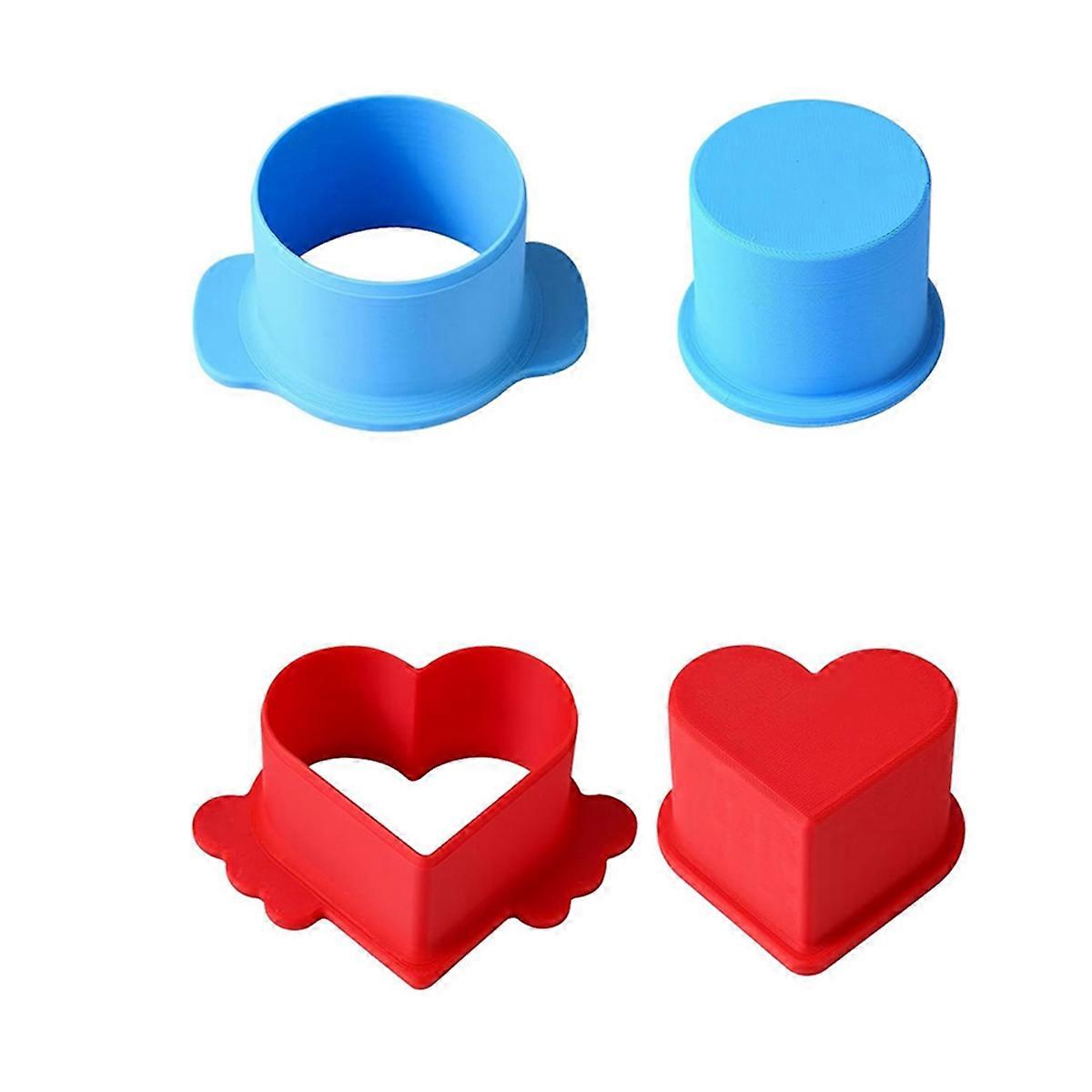 Circle and Heart Cake Cutter and Pusher, 3D Printed Cake Molds Shapes Set, for Home Baking