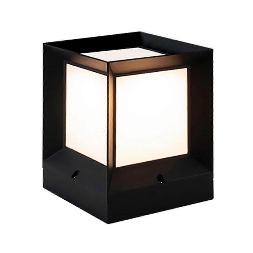 Minimalist Pillar Lamp Solar Powered Column Lantern Black Outdoor 20 cm Warm Cold Light Adjustable