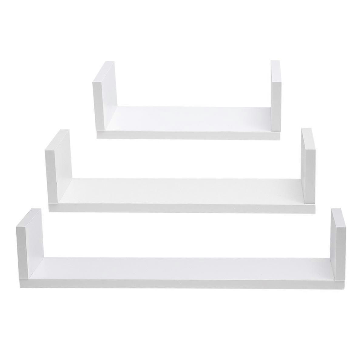 Rectangular Wall Mounted Bookcase 1 Set of 3Pcs Book Storage for Bedroom with Practical Style in White