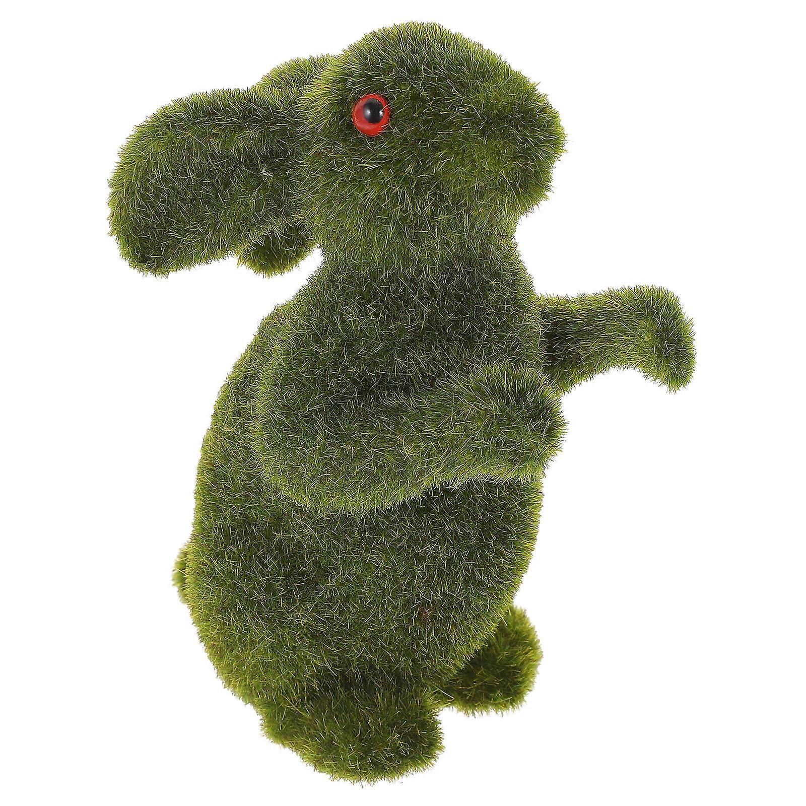 Green Flocking Rabbit Decor Easter Bunny Statue 3Pcs for Decoration