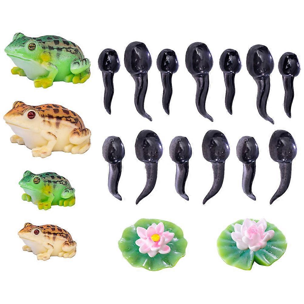 Resin Mini Frog Figurines Set for Aquarium Decoration with 21 Pieces