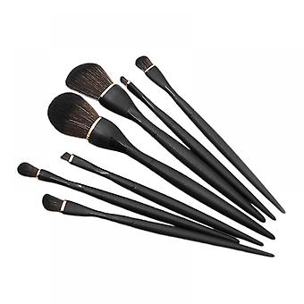 Veeki 7Pcs kleine Taille Kunststoffgriff Make-up-Pinsel Set lose Puder Reparatur Augenpinsel Faser Haare schwarzer Make-up-Pinsel