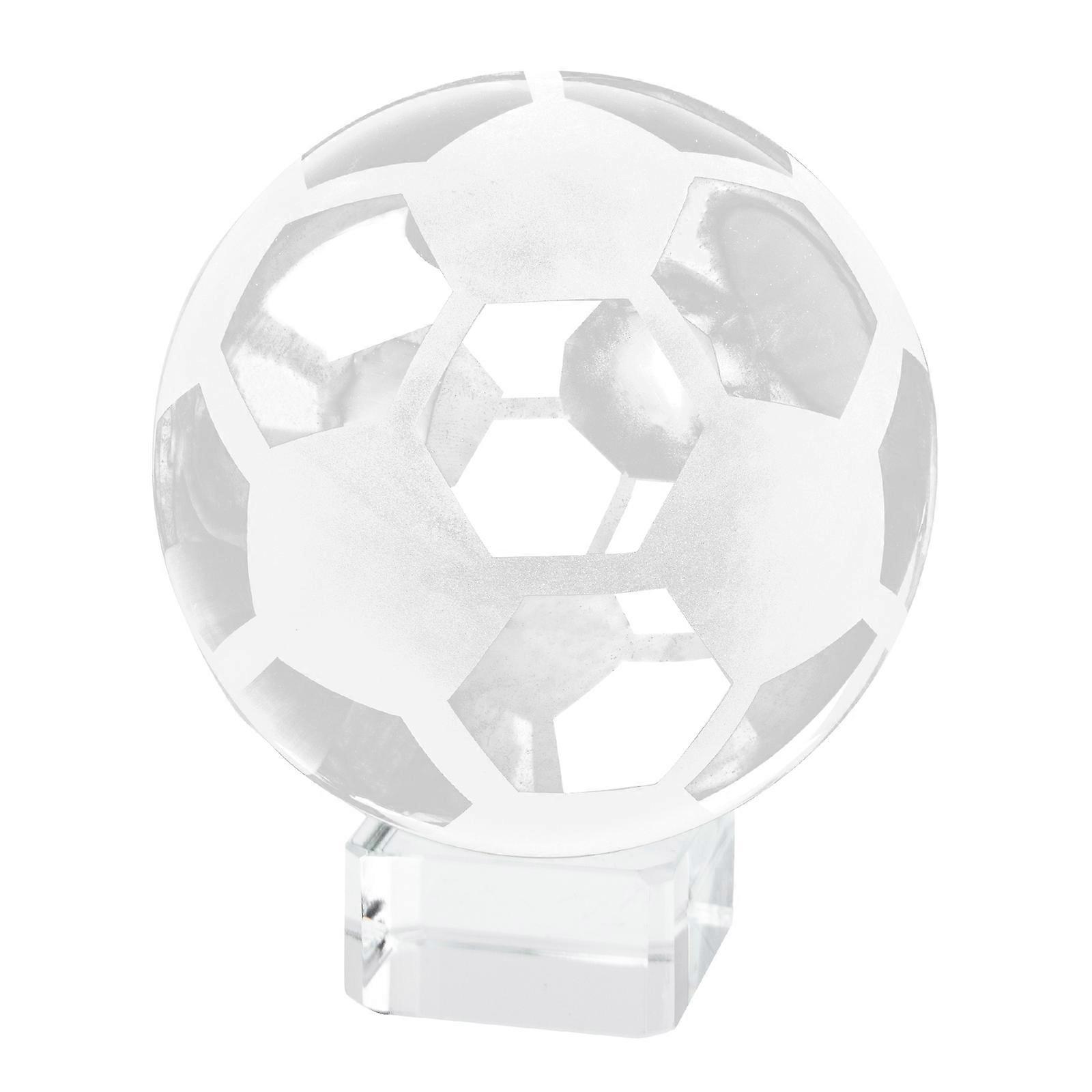 Crystal Soccer Ball Decorative Ornament Transparent 2Pcs with Stand