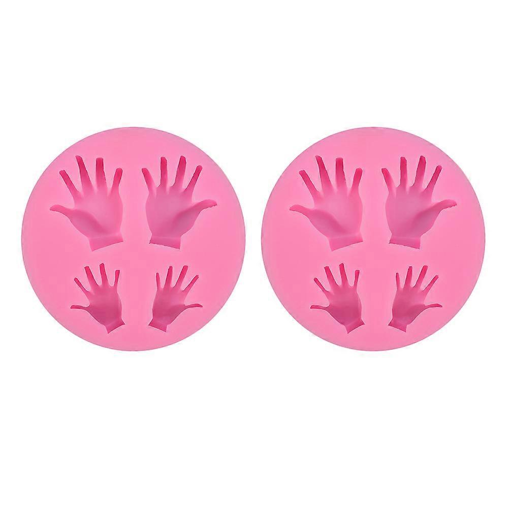 Chocolate Baking Hand Mold 2Pcs Creative Palm-Shaped Fondant Cake Molds For Handicraft Production Pink Color