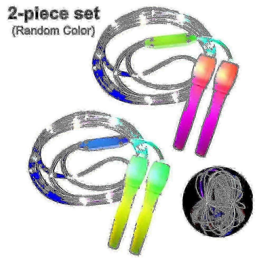 Lot de 2 cordes à sauter à LED, longueur réglable et trois modes d'éclairage, corde à sauter rapide pour enfant, spectacle lumineux, fitness
