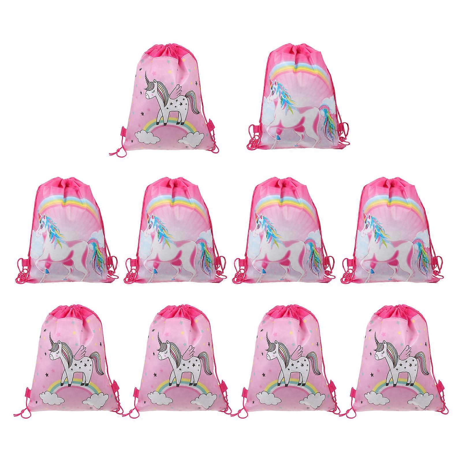 Storage Use Drawstring Bag 30Pcs Pink Unicorn Nonwoven Backpacks