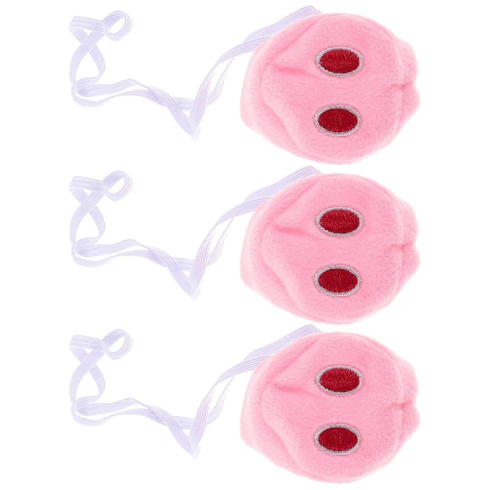 12Pcs Pink Plush Pig Nose Props for Animal Theme Party Use