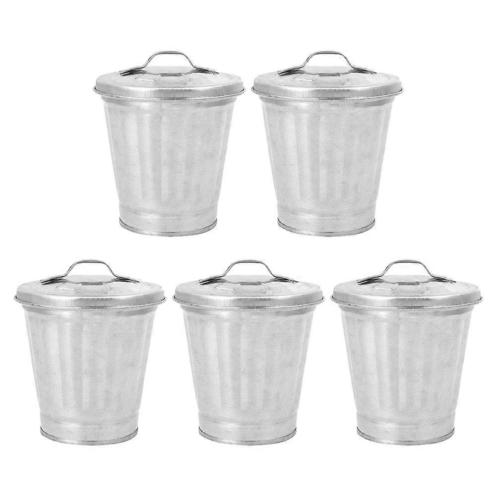 Lidded Tiny Trash Bin Desktop Holders for Home 15Pcs Silver Containers