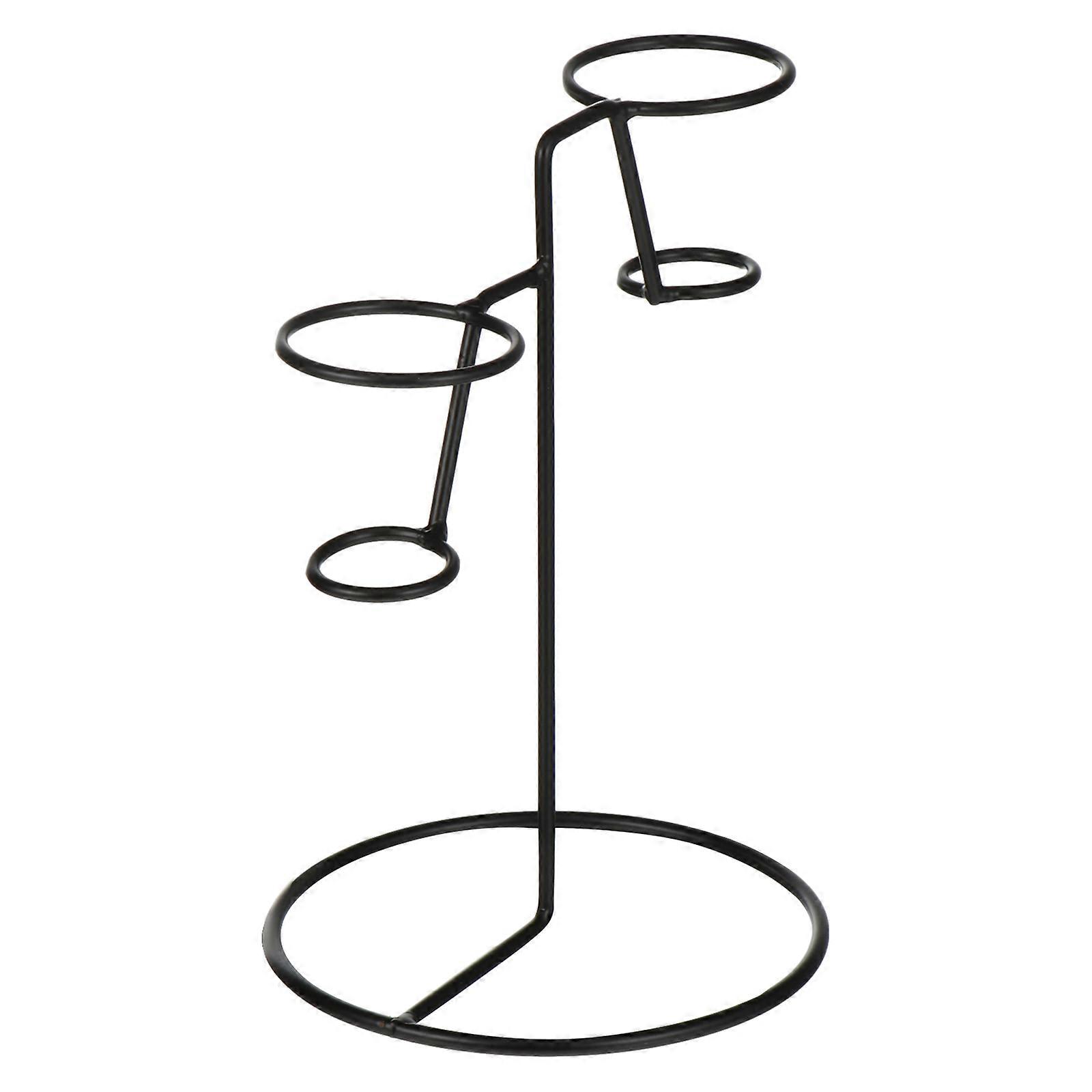 Iron Art Cone Stand Ice Cream Holder for Storage 2Pcs Black Design