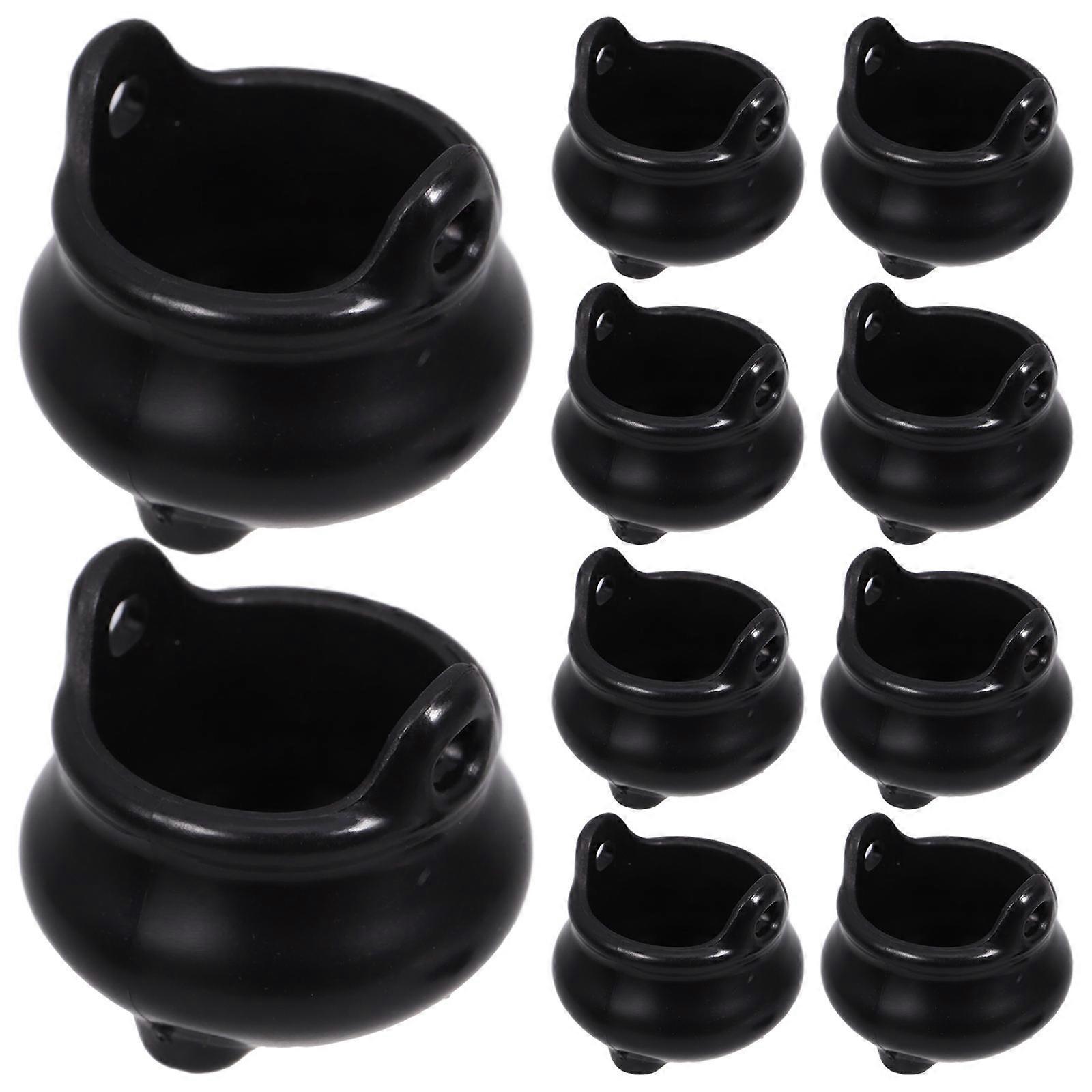 Mini Cauldron Pot Halloween Decoration for Storage 36Pcs Black ABS