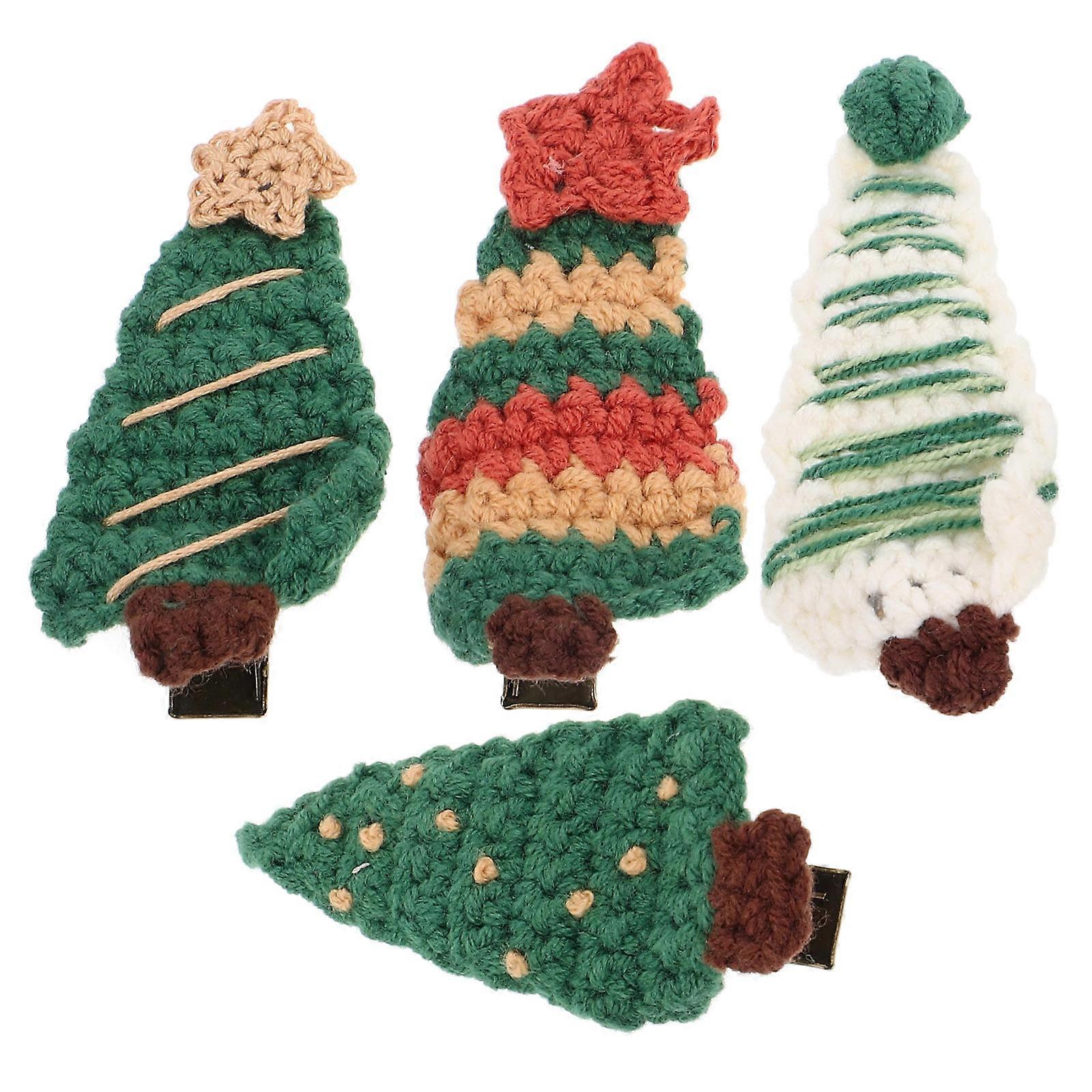 Knitted Christmas Hair Clips Hair Barrettes for Girls 8Pcs Festive Hairpins