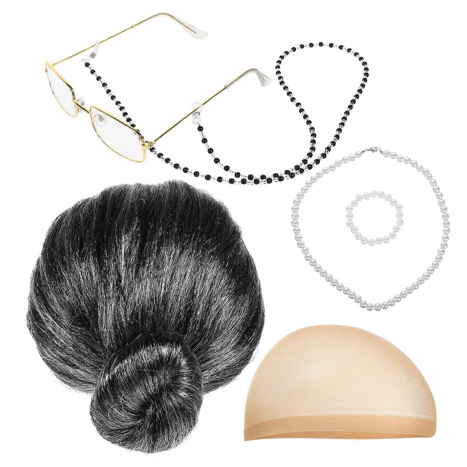 Old Lady Wig Cosplay Wig for Decoration 3Sets Assorted Color Plastic