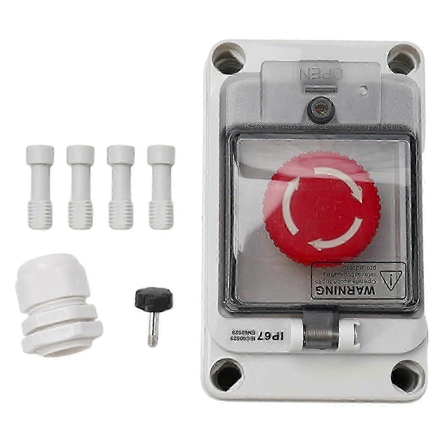 Emergency stop button with protective cover, Estop switches with box, push button box, emergency stop push button switch with box - anti-e switch