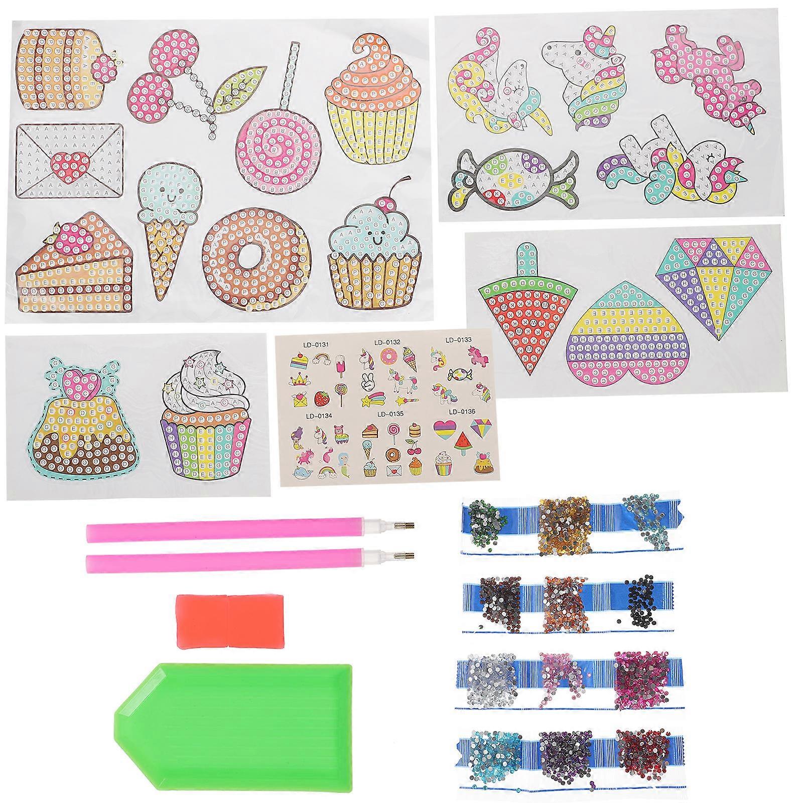 Rhinestone Sticker for Kids Unicorn Drawing 4Sets Adhesive