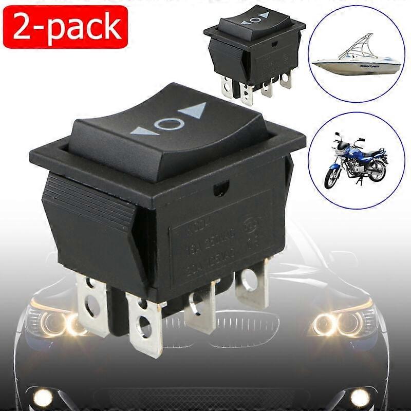 GDHOME 2-pack 6 PIN DPDT Double Pole Double Throw 20 Amp Momentary Rocker Switch