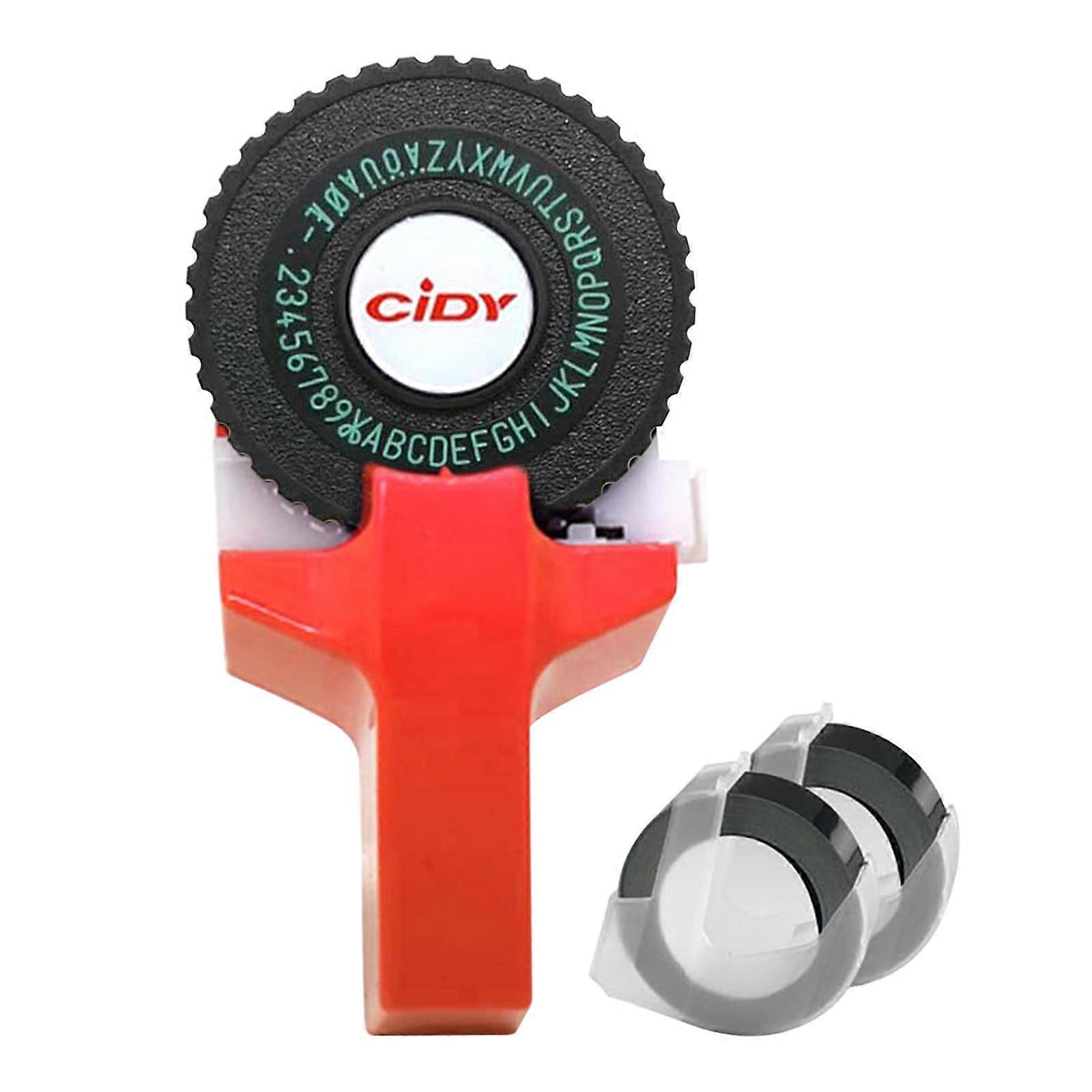 Oggfader Manual Embossing Label Maker,Mini Manual Printers,Small Embossed Tape Printers Ledger Red