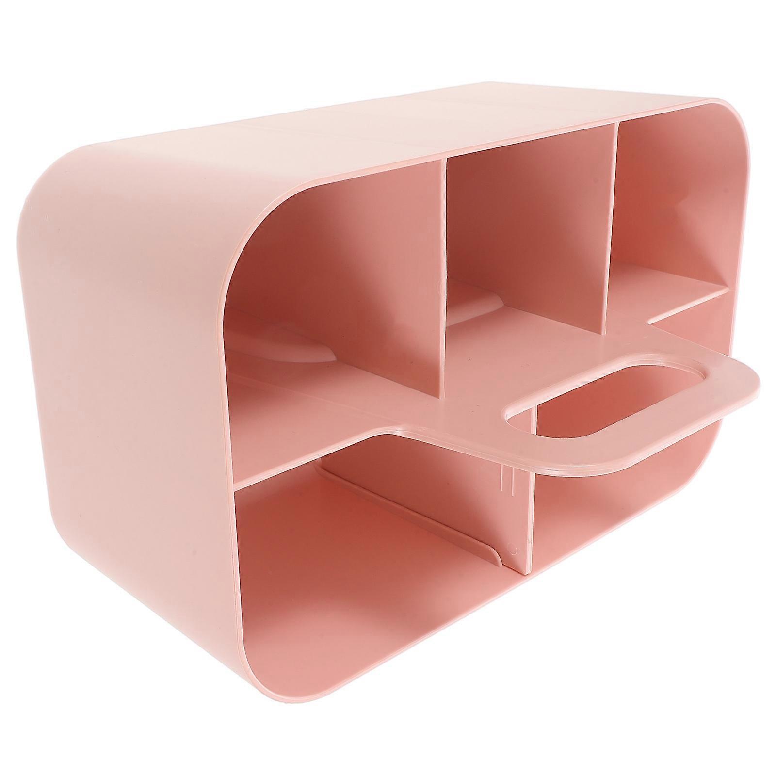 Desk Organizer Pink Plastic with Handle for Storage 2Pcs Multi-Functional