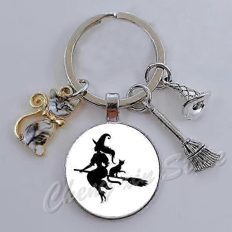witch print print gothic glass cabochon halloween party wallet tote keychain best gift