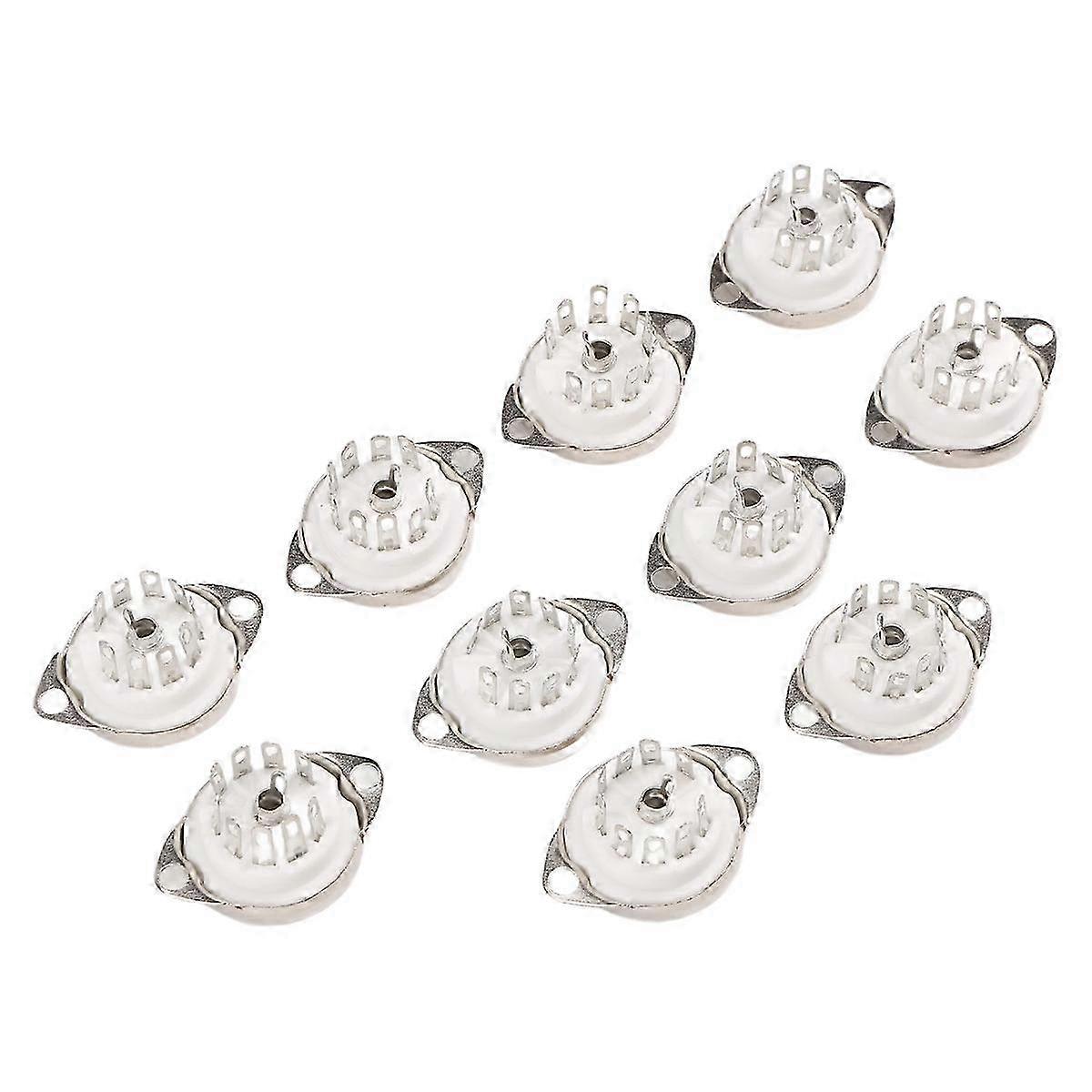10PCS Ceramic Silver-Plated 9Pin Vacuum Tube Socket Panel Chassis Mount B9A