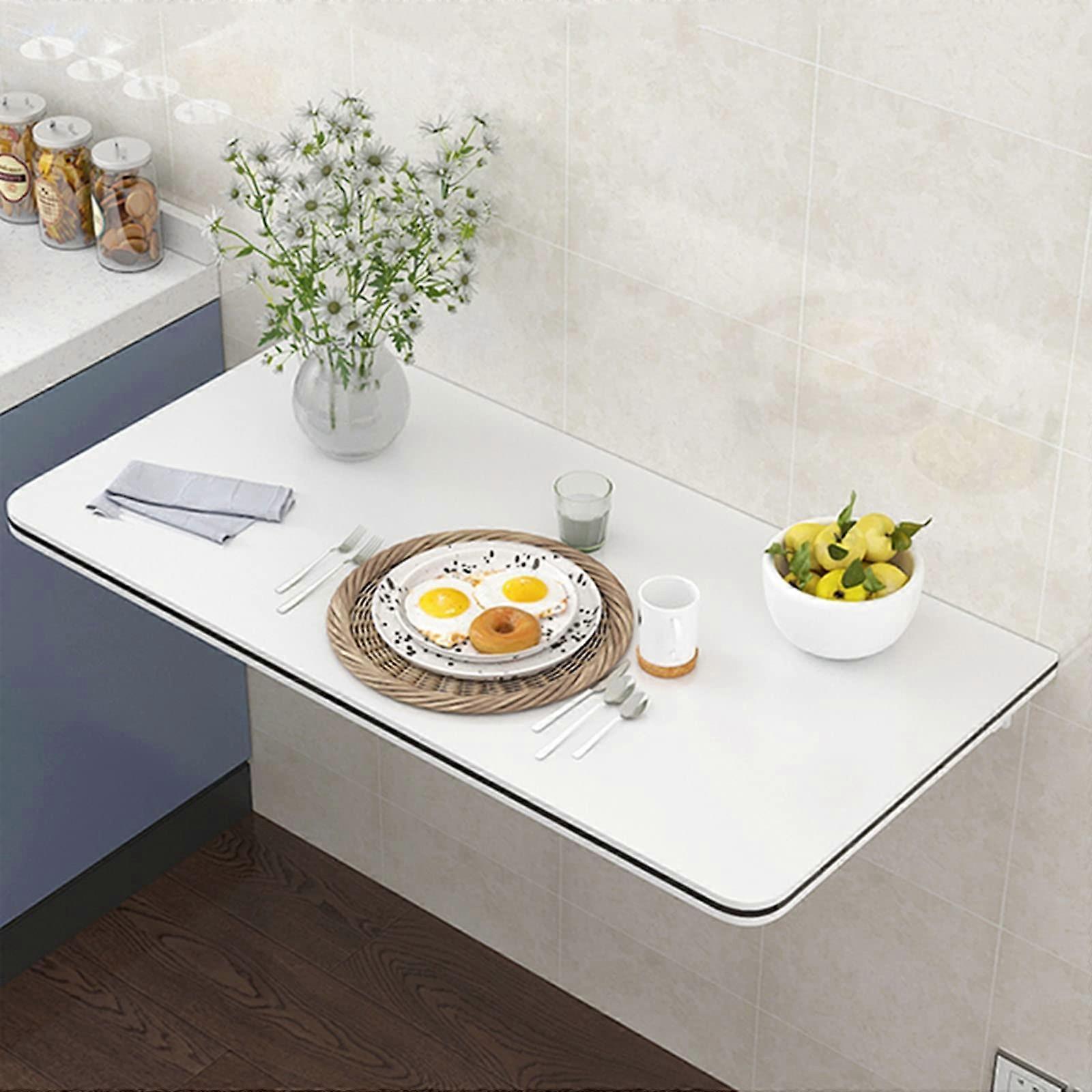Wall Mounted Folding Table, Marble Texture Workbench, 39x20 Inches, Model C, Floating Desk For Kitchen And Dining Room