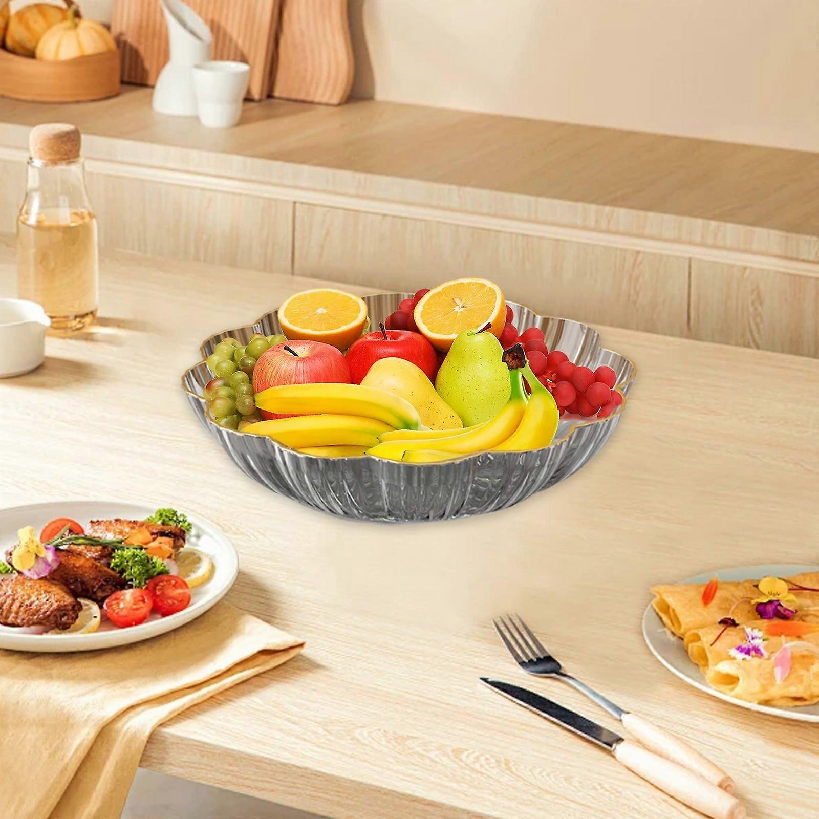 Transparent Round Fruit Tray, Plastic Snack & Candy Tray, Easy to Clean, Stackable for Kitchen Storage - Compatible with Clear Organization