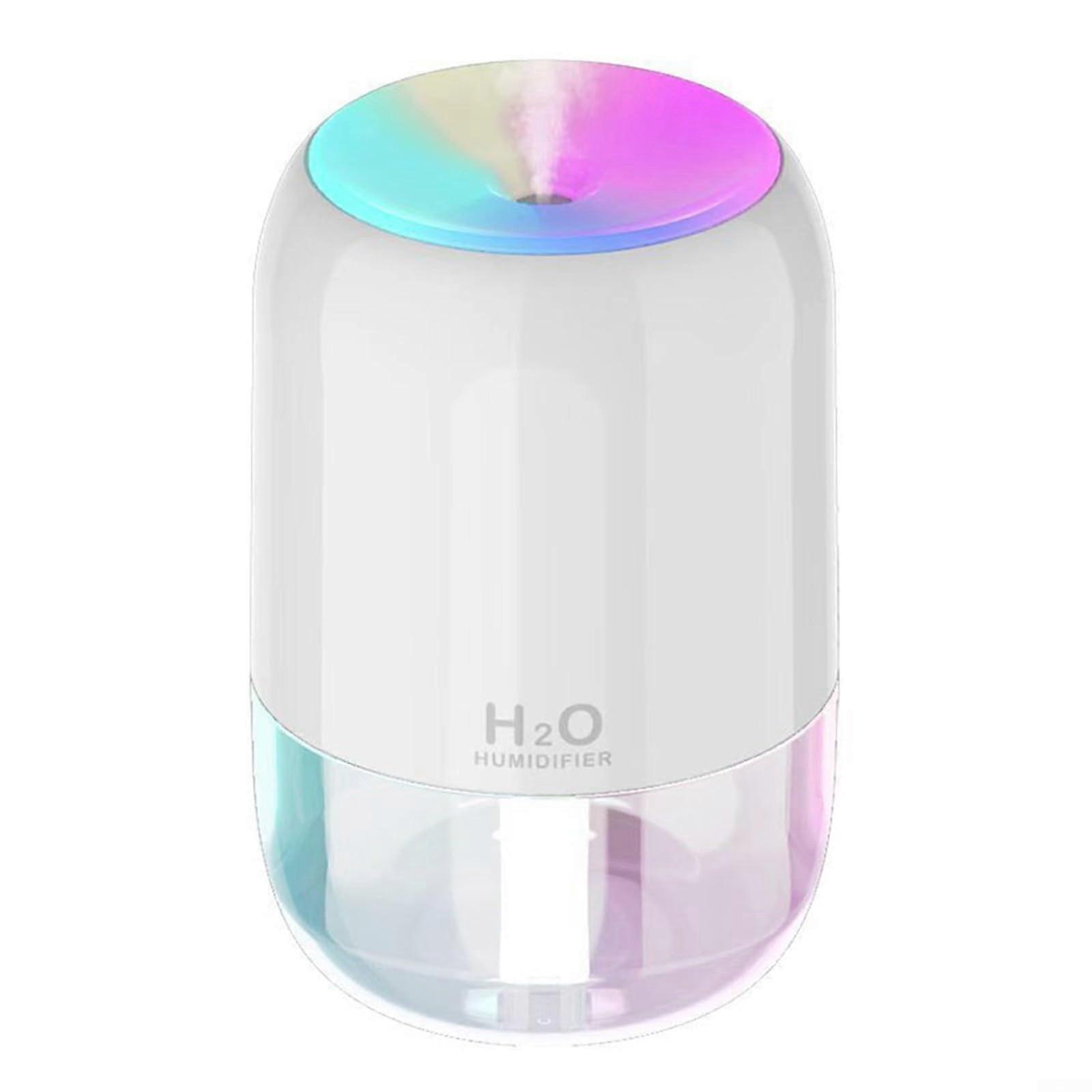 Mini Night Light Humidifier USBPowered 300ml Water Tank Auto Shutoff Colorful Atmosphere Aromatherapy White
