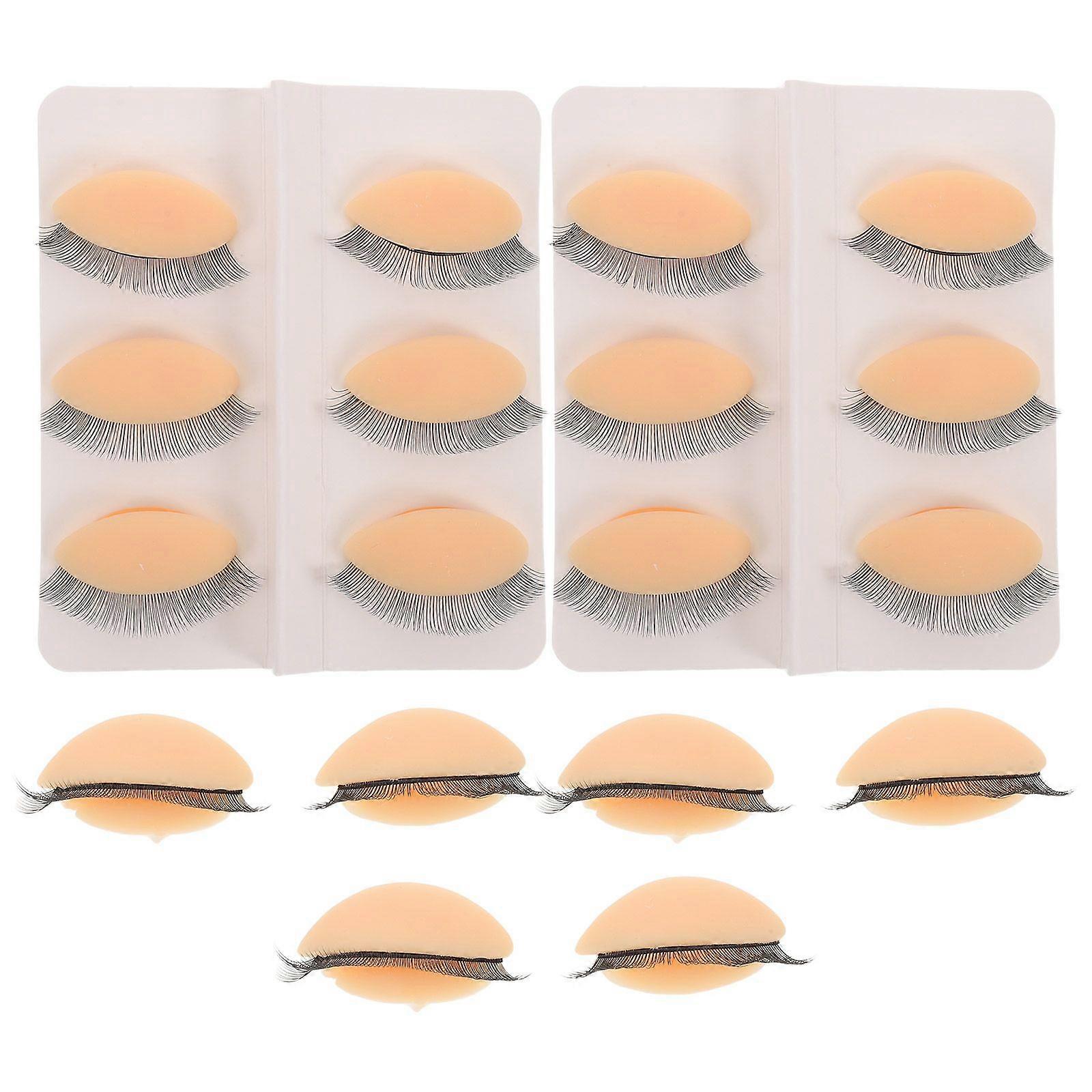 9Pair Eyelash Practice Eyelids for Mannequin Head - Silicone Realistic 2 Layers Eyelash Extension Eyelids for Lash Training