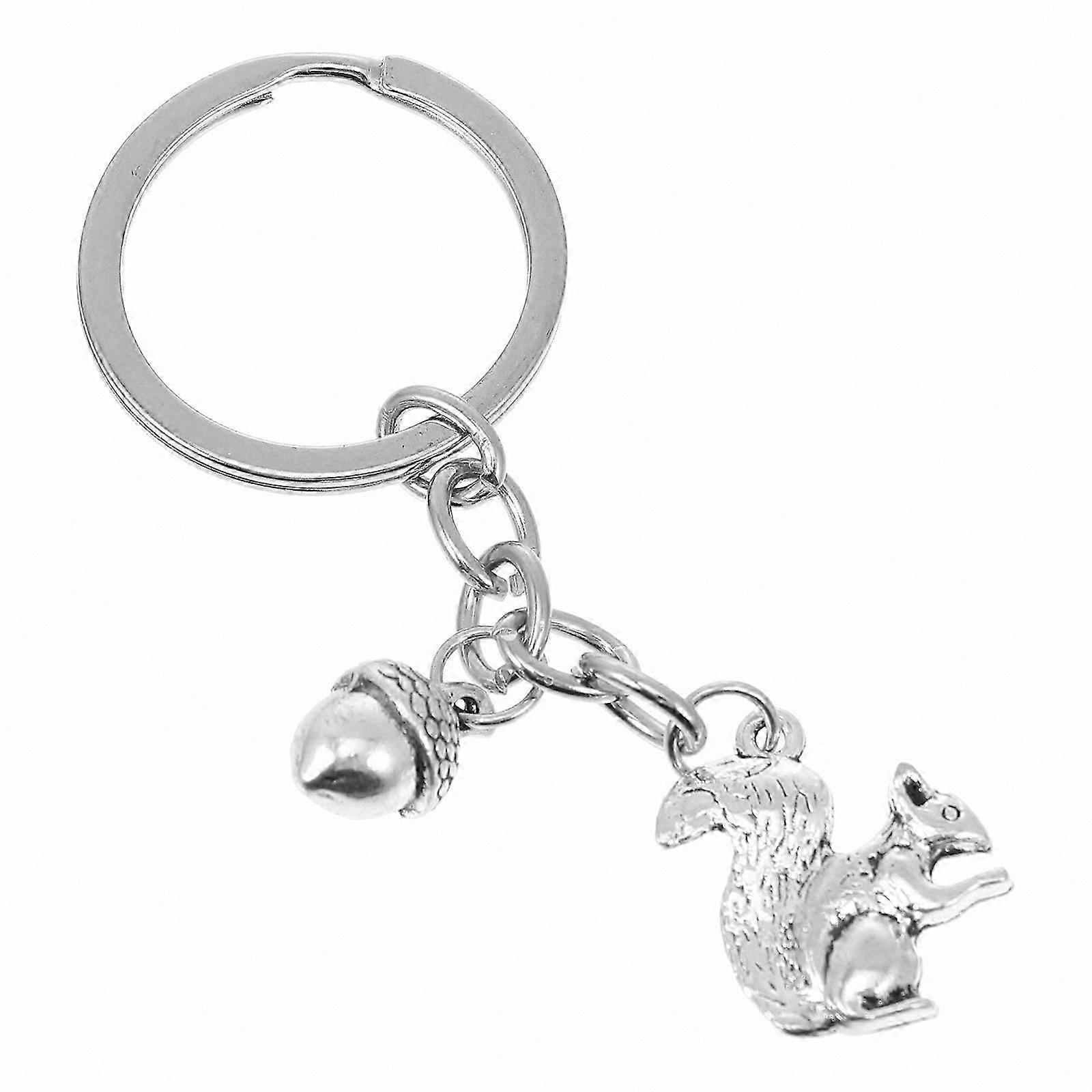 Shiny Silver Squirrel Keychain for Key Decoration