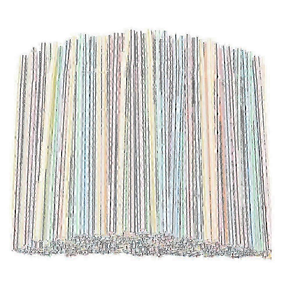 500pcs Plastic Drinking Straws 8 Inches Long Multi-colored Striped Bedable
