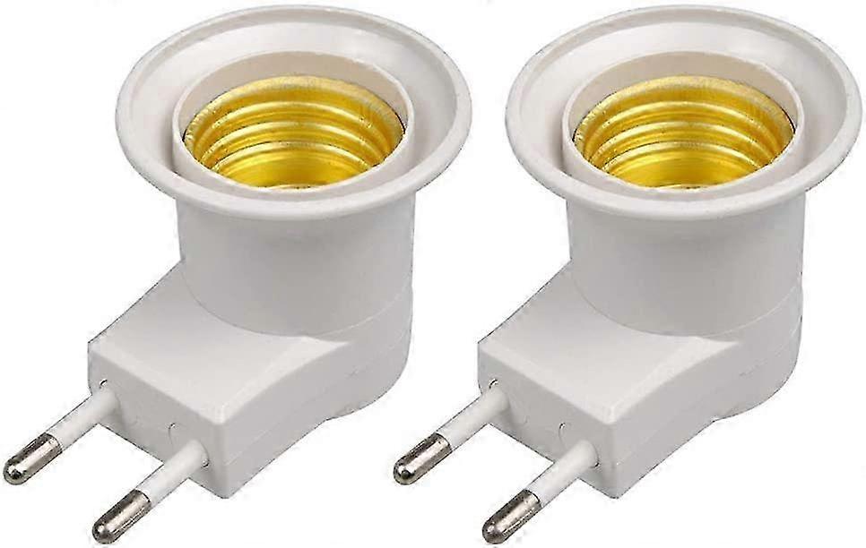 25-26 LED Lamp E27 Male Socket Type EU Plug Adapter Converter for Bulb Holder with On/Off Button (White*2)
