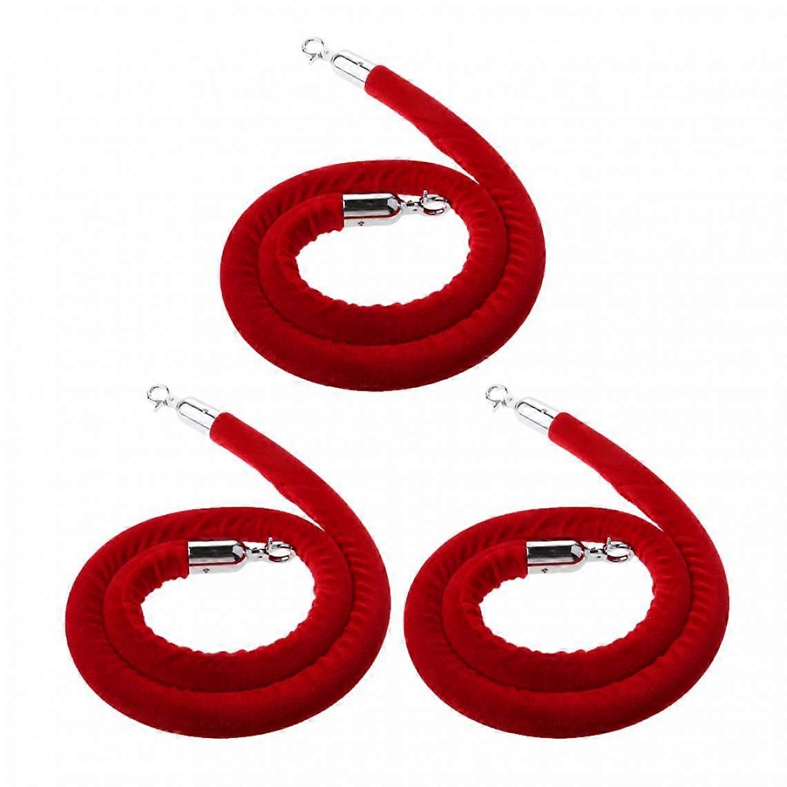 3x Barrier Rope Divider 1.5m Rope Cord Separation Red