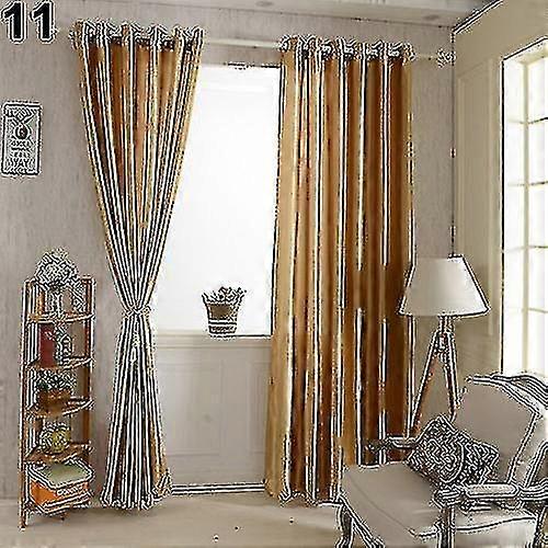 Blackout Curtain Door Room Panel Drape with Pure Color Perforated Window Through Rod (New Arrival)