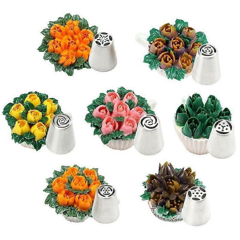 7Pcs Flower  Icing Piping Nozzles Pastry Tips Cake Decorating Baking Tool